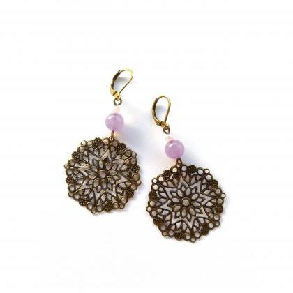 Lavender Jade Earrings, Genuine Natural Stone..