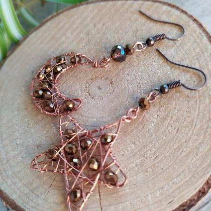 Celestial Collection: Copper Crescent Moon And..