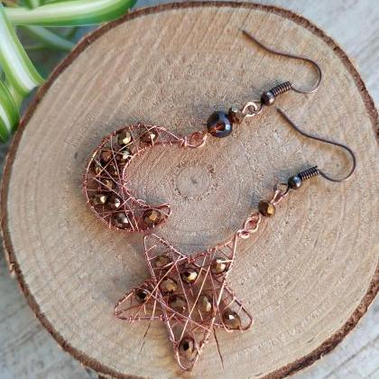 Celestial Collection: Copper Crescent Moon And..