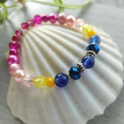 Spring Collection: Pink Yellow Blue Stretch..