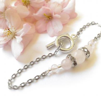 Rose Quartz Bracelet, May Birthstone Bracelet,..