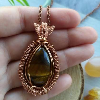 Tiger's Eye Wire Wrapped Copper..