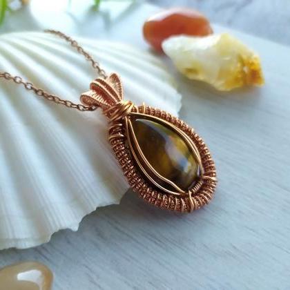 Tiger's Eye Wire Wrapped Copper..