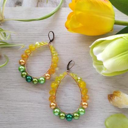Yellow Green Boho Earrings, Citrus Inspired..