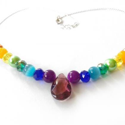 Rainbow Bead Necklace, 7 Chakra Necklace,..