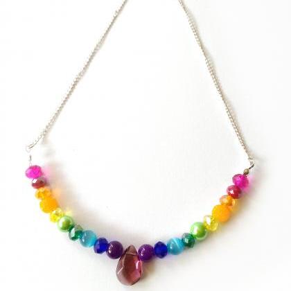 Rainbow Bead Necklace, 7 Chakra Necklace,..
