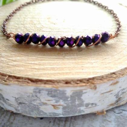 Dainty Purple Copper Bracelet, Elegant Bracelet..