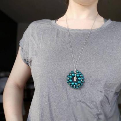 Emerald Green Necklace, Long Chain Teal Necklace,..
