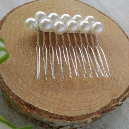Pearl Wedding Hair Comb, White Pearl Slide Comb,..