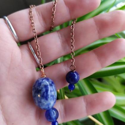 Sodalite Lapis Lazuli Gemstone Pendulum, Throat..
