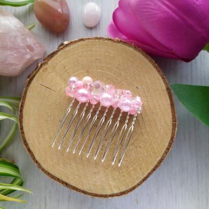 Light pink wedding hair comb, Pink ..
