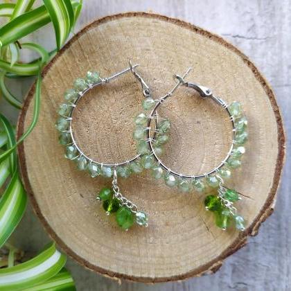 Spring Collection: Green And Silver Bubbly Hoops,..