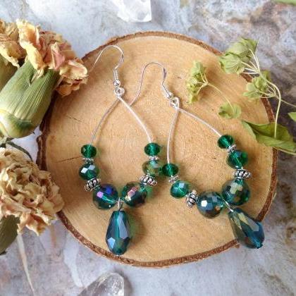Sparkles Collection - Teal Boho Hoops With Drop,..
