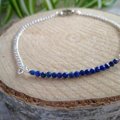 Dainty Lapis Lazuli Bracelet,delicate Chain..