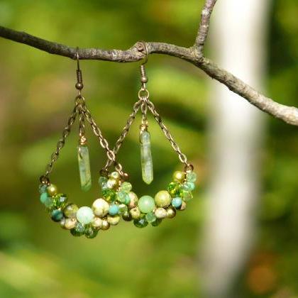 Green Bubbly Swings, Bronze And Green Bohemian..