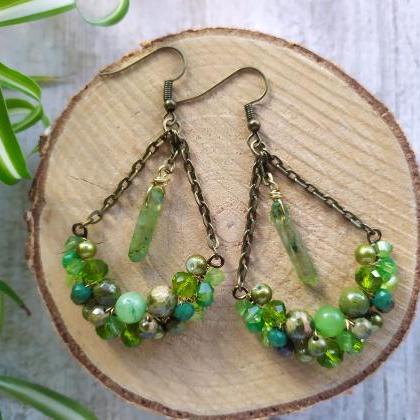 Green Bubbly Swings, Bronze And Green Bohemian..