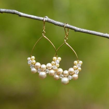 Pearl Wedding Earrings, Cream White Boho Earrings,..