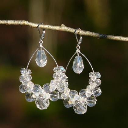 Crystal Wedding Earrings, Crystal Clear Chandelier..