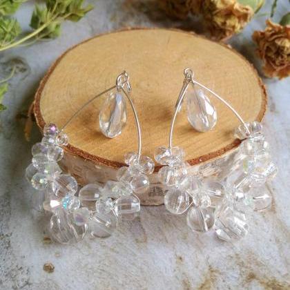 Crystal Wedding Earrings, Crystal Clear Chandelier..