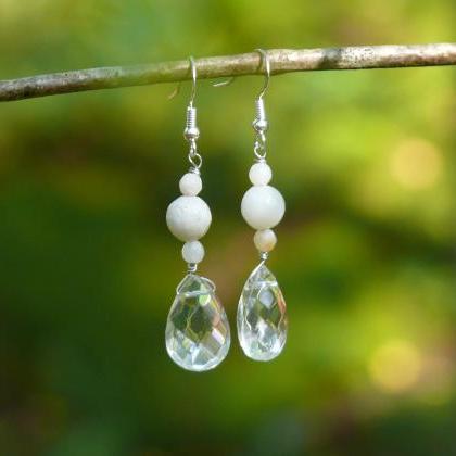 Amazonite Gemstone Earrings, Elegant Clear..