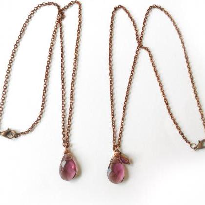Purple Drop Necklace, Drop Pendant Necklace,..