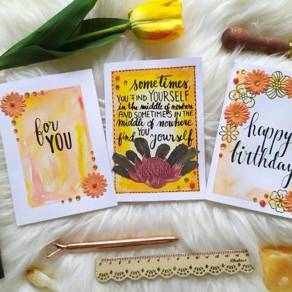 Happy Birthday Floral Quote Greeting Card, Gifting..