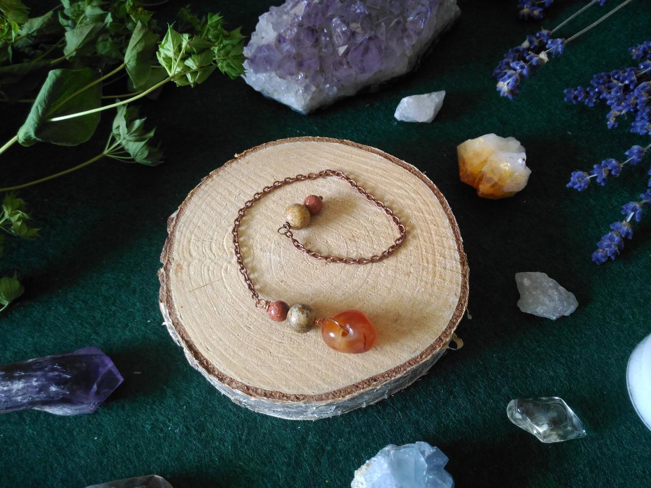 Orange Gemstone Pendulum, Sacral Chakra Dowsing Crystal Pendulum,carnelian Oracle Reading Pendulum, Divination Pendulum,wicca,healing Dowser